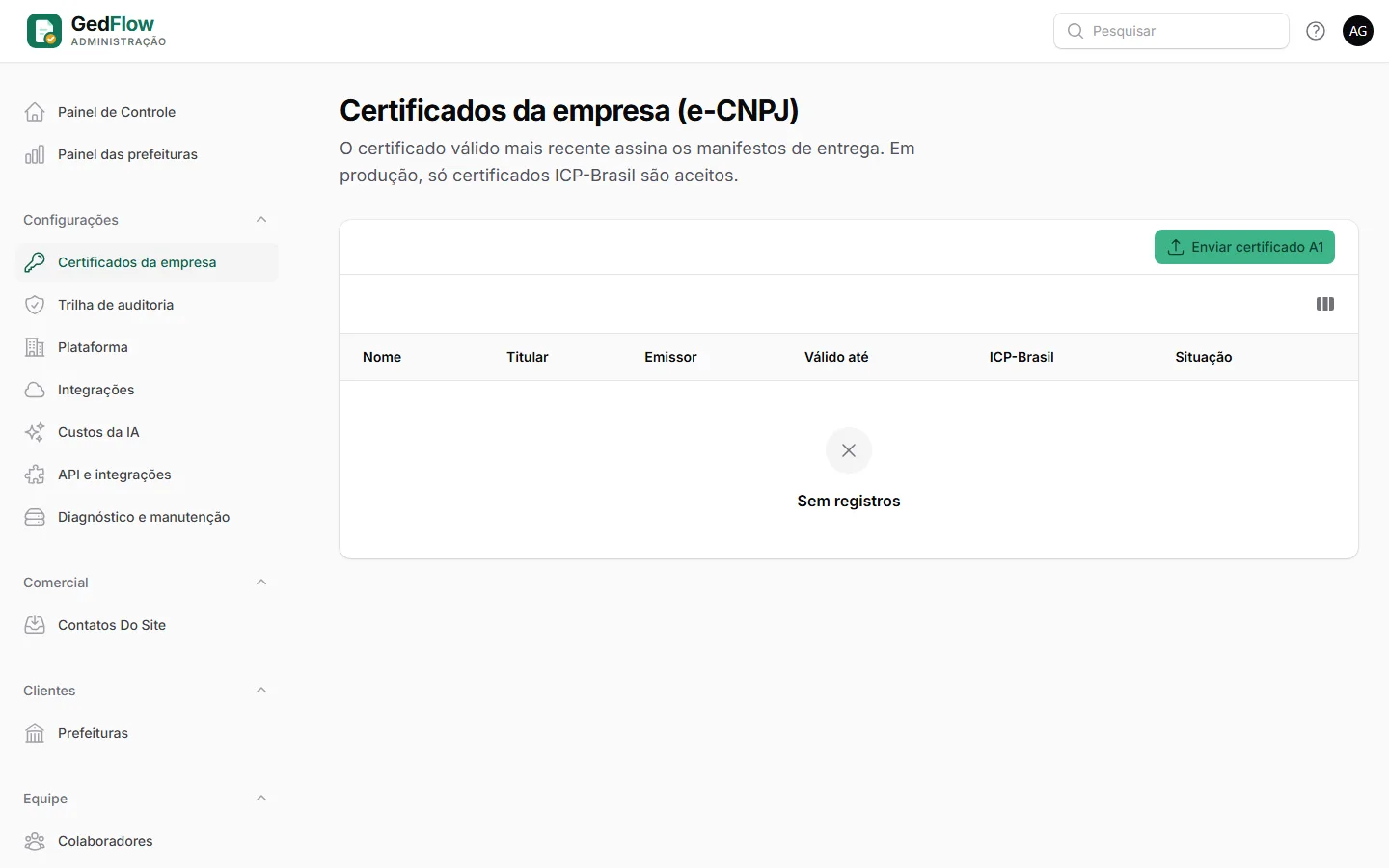 Certificados da empresa