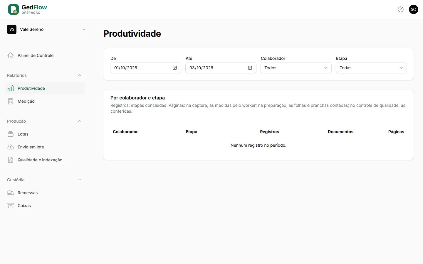 Relatório de produtividade